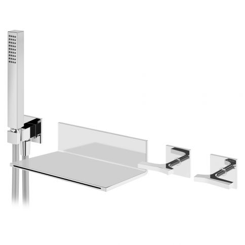 Progressive concealed single lever mixer, with Flat cascade bath  spout and handshower set Quadra"
