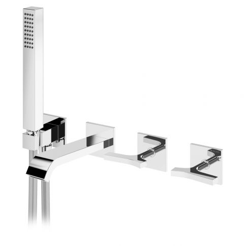Progressive concealed single lever mixer, with EdgeQ bath spout  and handshower set Quadra