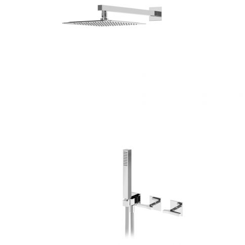 Progressive concealed shower set with inox shower head 250x250  mm, handshower set
