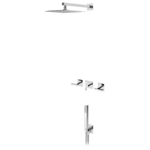 Concealed shower set with inox shower head 250x250 mm and  separate handshower set