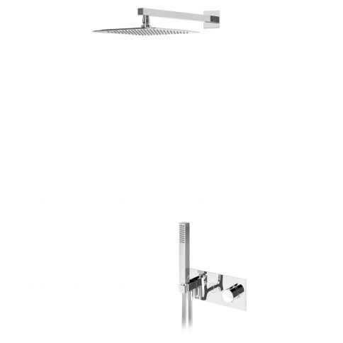 Progressive concealed shower set with inox shower head 250x250  mm, handshower set