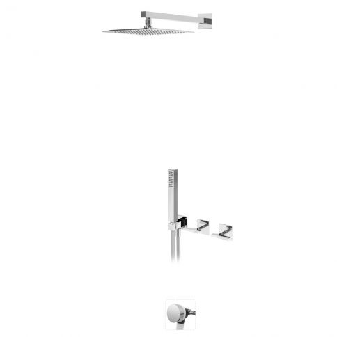 Progressive concealed bath-shower set, with shower head  250x250 mm, handshower set and bath filler with waste and  overflow