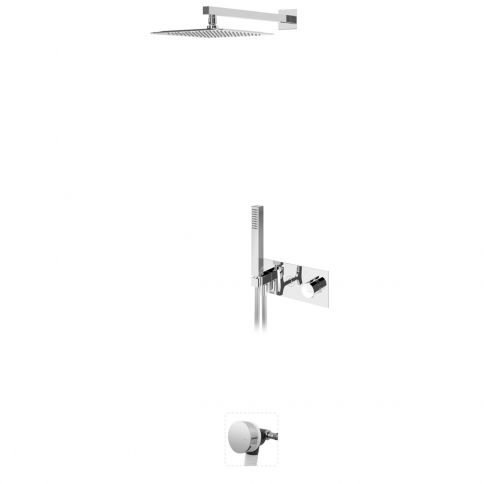 Thermostatic concealed bath-shower set, with shower head  250x250 mm, handshower set and bath filler with waste and  overflow