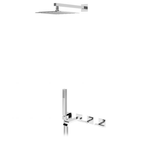 Progressive concealed bath-shower set, with shower head  250x250 mm, Quadra handshower set and EdgeQ bath spout