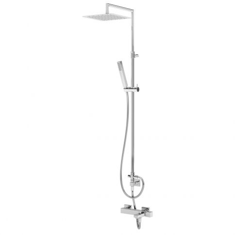 Bath-shower system for wall mounting with adjustable inox head  shower 250x250mm and shower rail