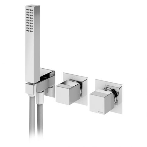 Concealed single lever 2 outlets mixer, with handshower set