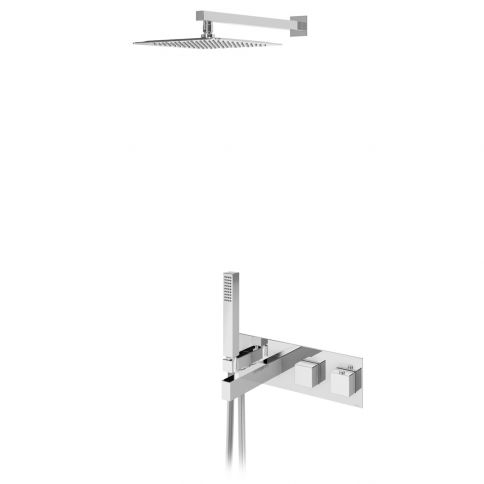 Concealed bath-shower set with shower head 250x250 mm, Quadra  handshower set and bath spout