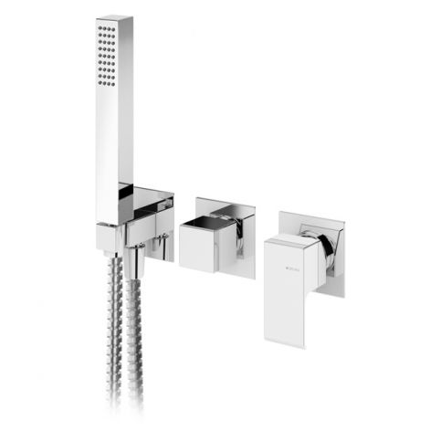 Concealed single lever 3 outlets mixer, with Quadra handshower  set