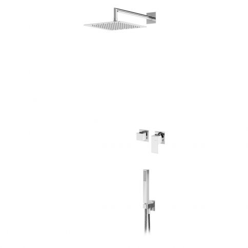 Concealed horizontal shower set, with Inox shower head 250x250  mm and separate handshower set Quadra