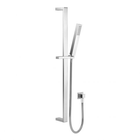 Shower set with outlet elbow, Flat shower rail, Lux hose 175cm  and ABS Quadra handshower
