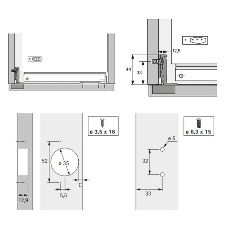 HETTICH FRANCE SAS Paire De Coulisses HETTICH Quadro V6 Silent System-550 Mm-45295