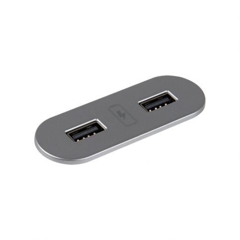 VersaPICK USB-pistorasia soikea, 2 USB-porttia (5V, 2.1A), 110-220V harmaa