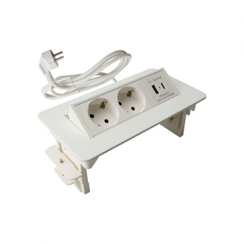 Lumine SPACE sisäänrakennettu pistorasia 2xpistorasia, 2xUSB A+C (15.5W) valkoinen