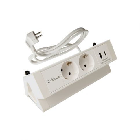 Lumine ORION pinta-asennettava pistorasia 2xpistorasia, 2xUSB A+C (15.5W) valkoinen