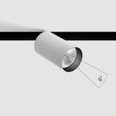 IN_LINE TUB M NB, D52mm, H90mm, LED 10W, 6°, 3000K, valkoinen