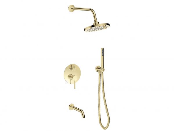 Besco Veo seinään asennettava suihkusetti kirkasta kultaa