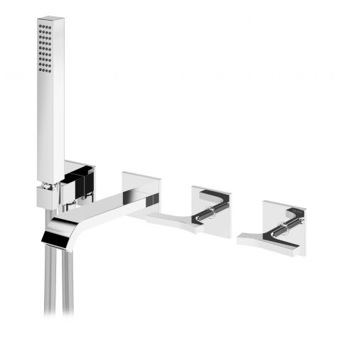 Bruma Royale Progressive-piilomallinen sekoitin, jossa on EdgeQ-kylpyammeen suutin ja Quadra-käsisuihkusetti Auringonlasku