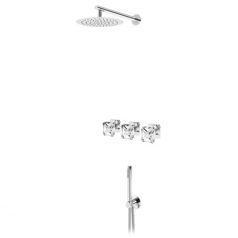 Bruma Navy Suihkukompletti, jossa on suihkupää Ø250 mm ja erillinen käsisuihku, kromi