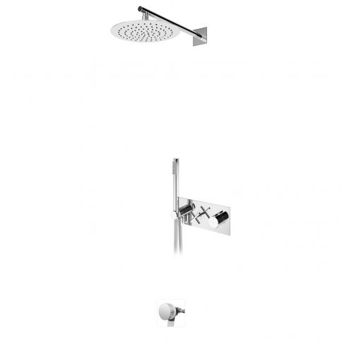 Bruma Hera Termostaattinen amme- ja suihkusetti Ø250 mm suihkupäällä, käsisuihkusetillä ja ammeen täyttöventtiilillä, Kromi