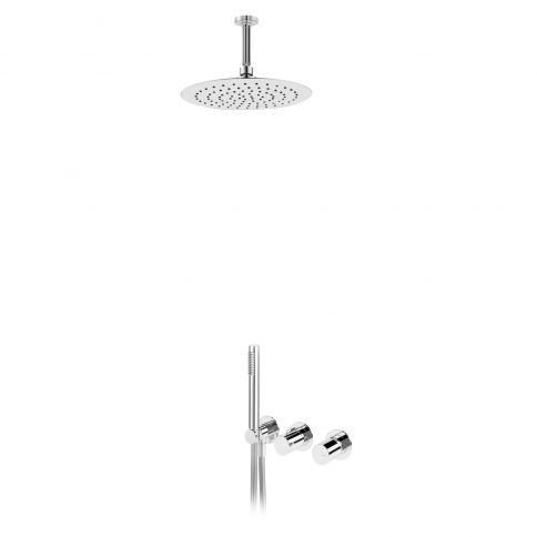 Bruma Avalon Suihkusetti yläsuihkulla Ø250 mm, kattosuihkuvarsi 100 mm ja käsisuihkusetillä, Puhas valkoinen