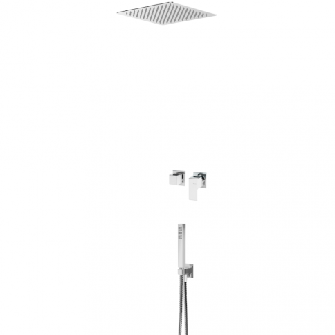 Bruma Linea Suihkusetti EasyFix-yläsuihkulla 300 x 300 mm (Sade) ja erillisellä käsisuihkusetillä Quadra, Kromi