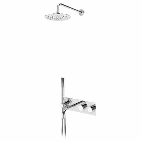 Bruma Elo Termostaattinen amme/suihkusetti ABS-suihkupäällä Ø230 mm, Elo-käsisuihkusetillä ja ammeen juoksuputkella, Puhdas valkoinen