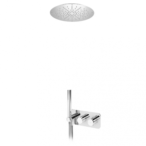 Bruma Venus Termostaattisuihkusetti suihkupäällä Ø380 mm (Sade) ja käsisuihkusetillä, Kromi